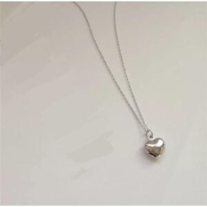 Colar Coração Cromado Prata