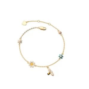 Pulseira Ouro Abelha Flor