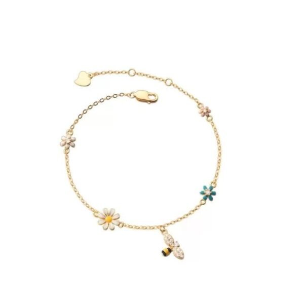 Pulseira Ouro Abelha Flor