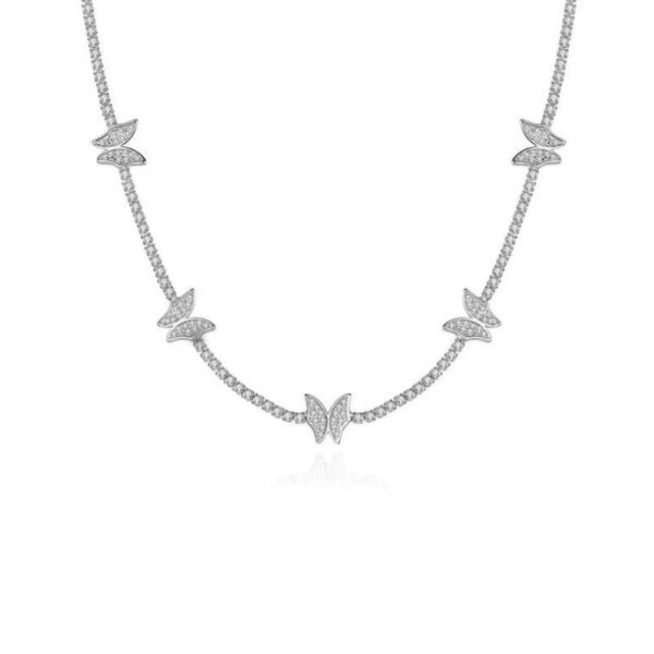 Colar Riviera Borboleta Prata 2mm