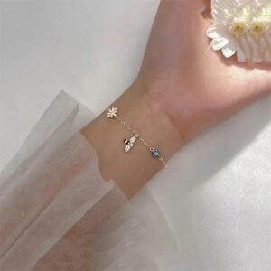 Pulseira Prata Abelha Flor