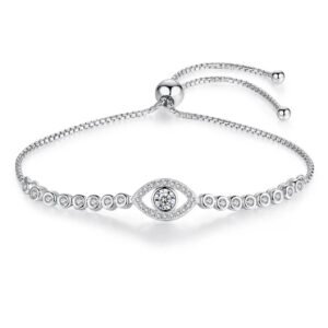 Pulseira Olho Grego Cristal Prata