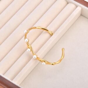 Bracelete Pérola Torcido Dourado