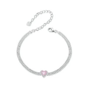 Pulseira Coração Corrente Prata