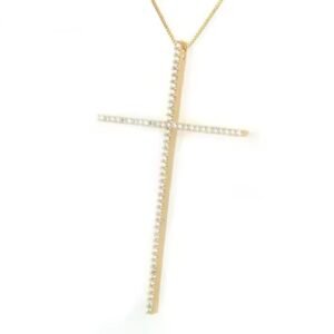 Colar Cruz Cristal Dourado