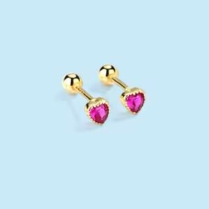 Brinco Coração Rosa Ouro