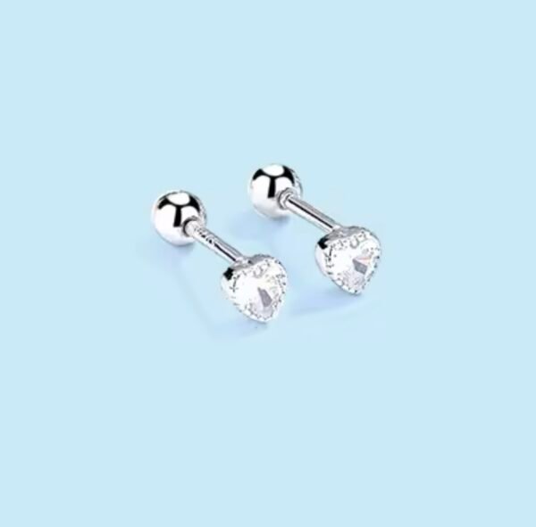 Brinco Coração Cristal Prata