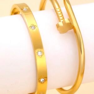 Bracelete Mix Trevo Cristal Dourado