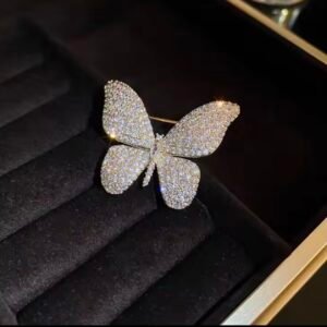 Broche Borboleta Cristal Dourado