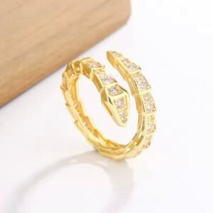 Anel Cobra Cristal Dourado