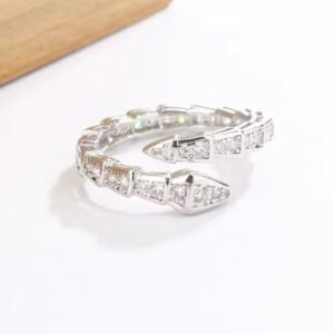 Anel Cobra Cristal Prateado