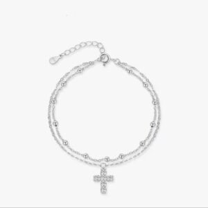 Pulseira Cruz Dupla Prata