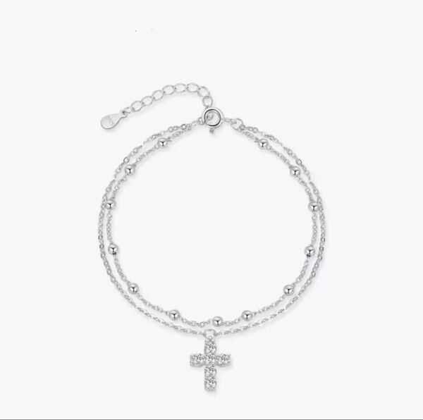 Pulseira Cruz Dupla Prata