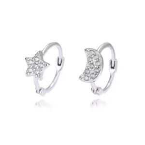 Brinco Argola Lua Estrela Prata