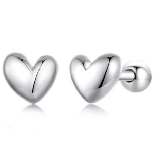 Brinco Coração Liso Prata