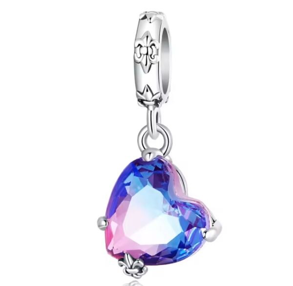 Berloque Coração Azul Prata