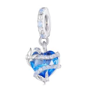 Berloque Coração Borboleta Prata