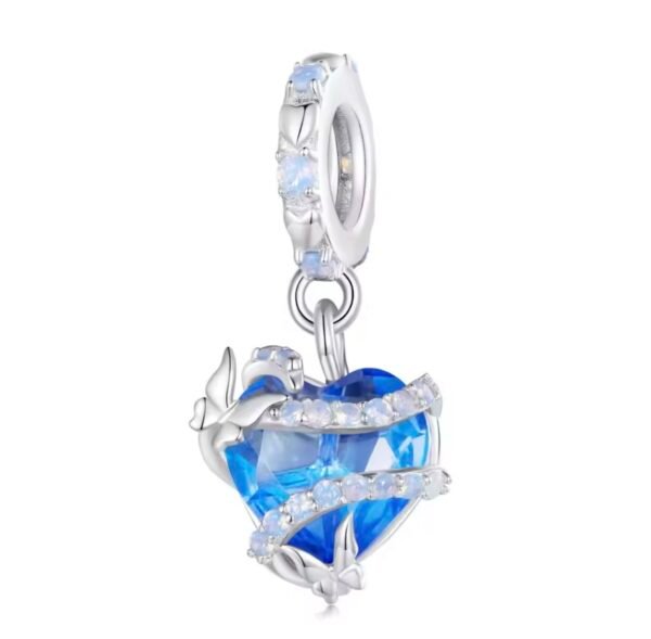 Berloque Coração Borboleta Prata